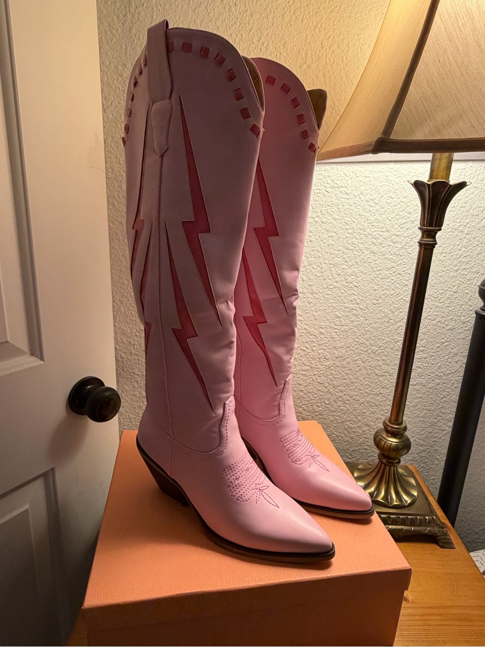 Women's Pink Over-the-Knee Western Lightning Boots